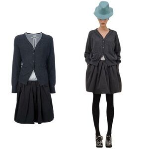 Hache Gray Wool Cardigan Bubble Skirt Dress Size 42